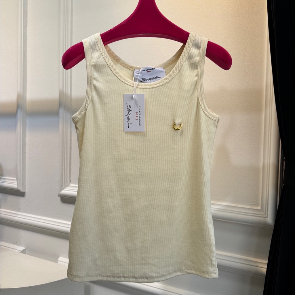 Schiaparelli Sister Jane Cream Tank Top With Gold Crestdetail
